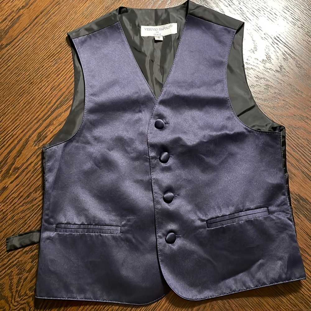 Boy's Formal Wear Vesuvio Napoli in Italy Vest Blue Navy Size 6